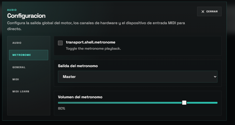 Configuracion de metronomo